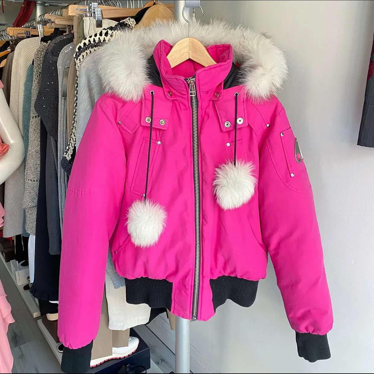 Mooseknuckles Pink Short Hooded Parka Jacket - L / 8