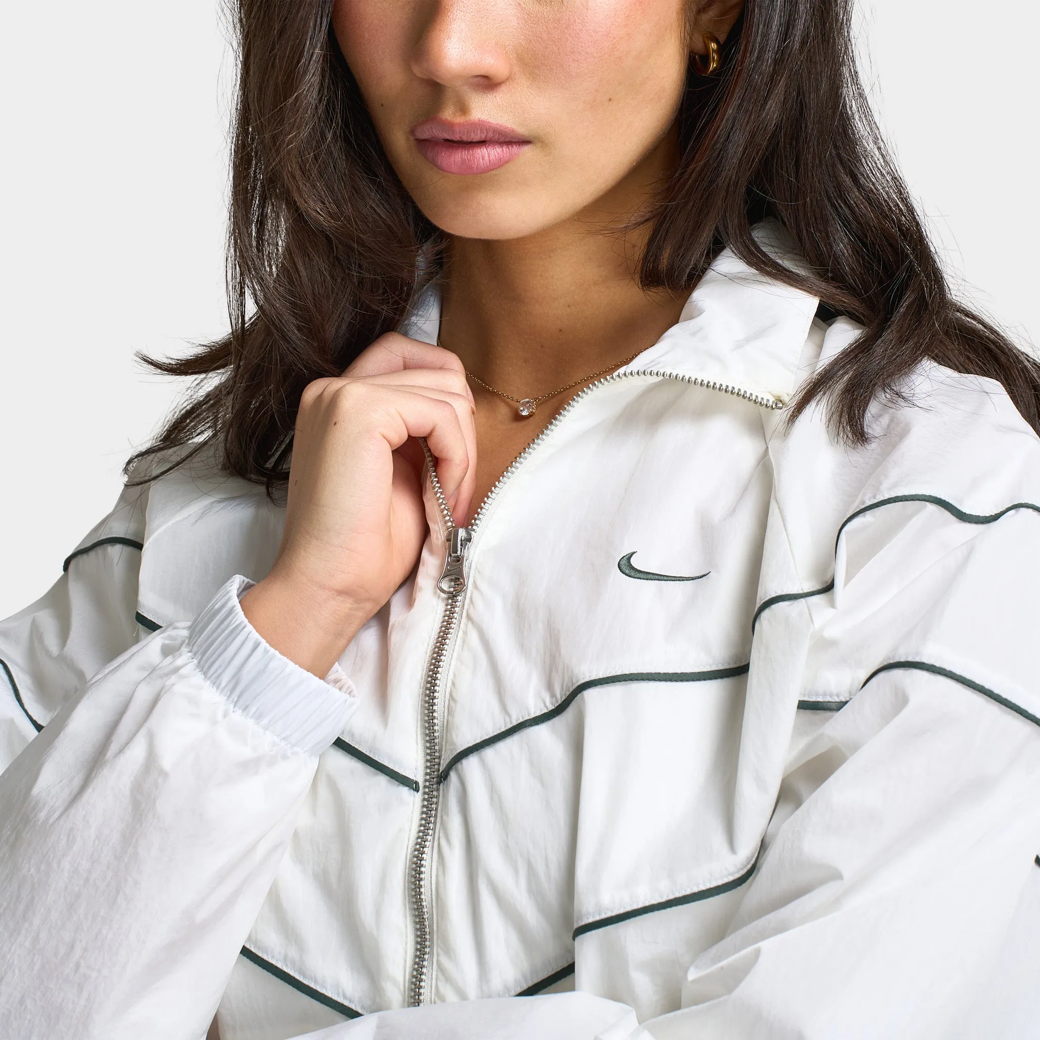 Nike Windrunner Women's Loose UV Woven Full Zip Jacket Sail / Vintage Green