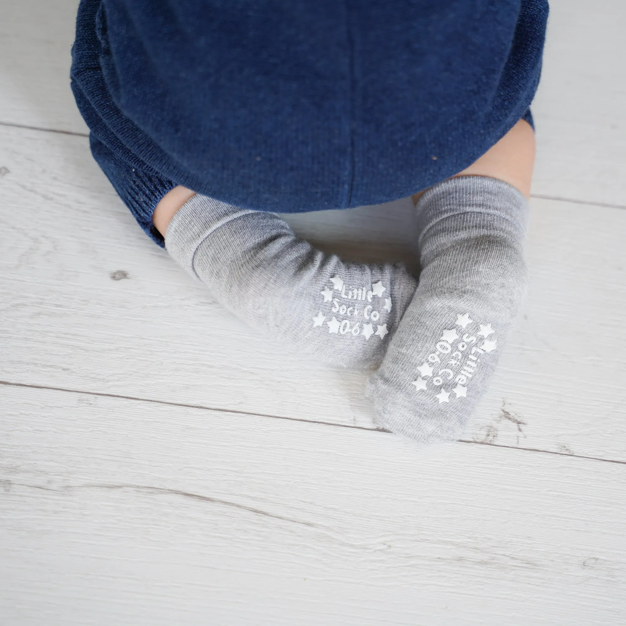 Non-Slip Stay On Baby and Toddler Socks - 3 Pack in White, Oat & Grey Marl