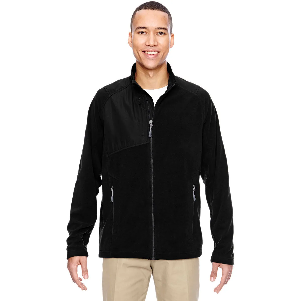 North End Men's Black Excursion Trail Fabric-Block Fleece Jacket