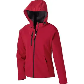 North End Women's Molten Red Prospect Two-Layer Fleece Bonded Soft Shell Hooded Jacket