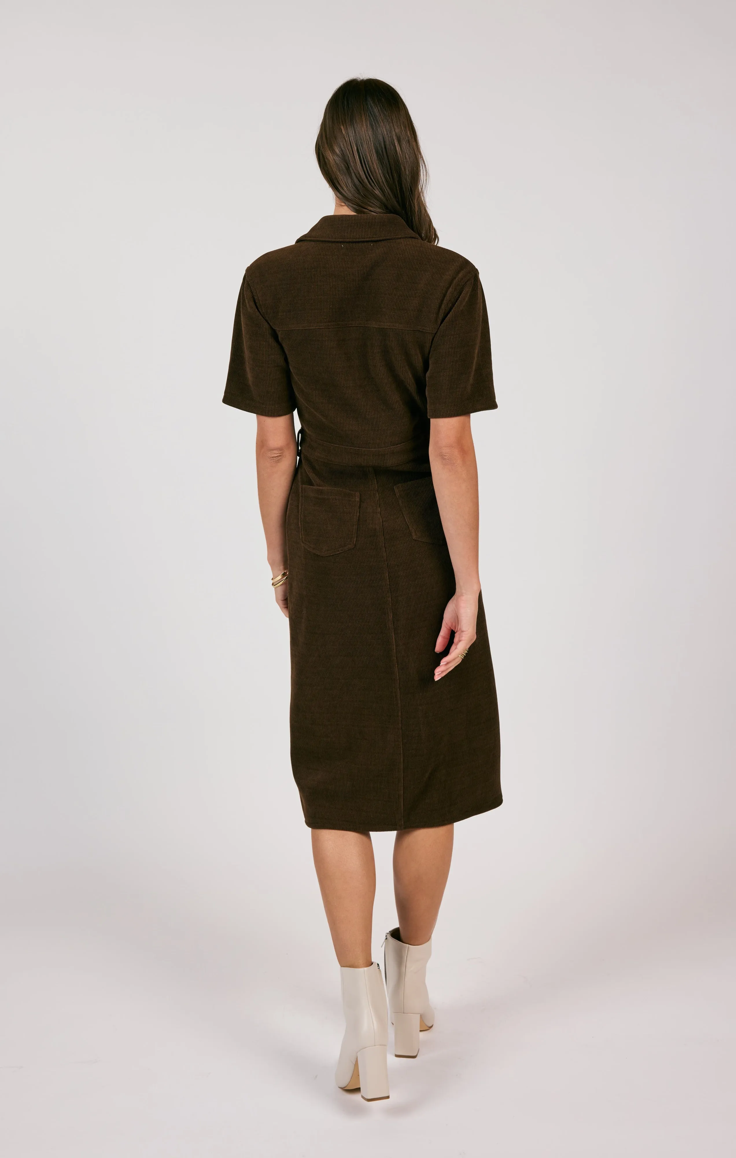 Paradox Corduroy Shirt Midi Dress | Dark Brown