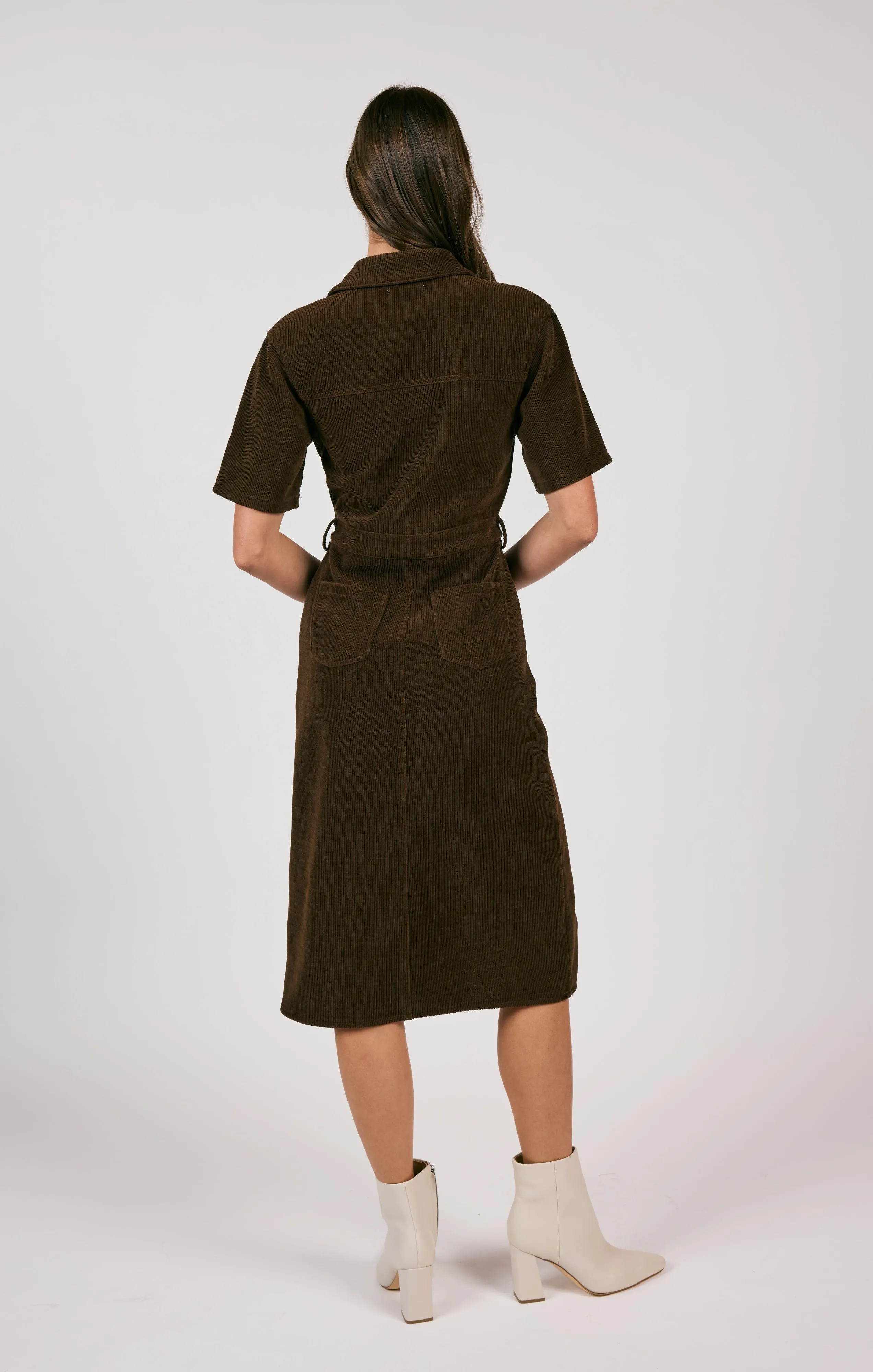 Paradox Corduroy Shirt Midi Dress | Dark Brown