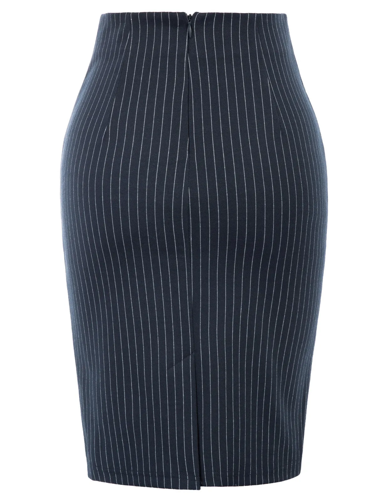 Pinstripe Bodycon Skirt OL Lady High Waist Hips-Wrapped Skirt