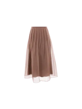 Pleated Midi Skirt in Silk