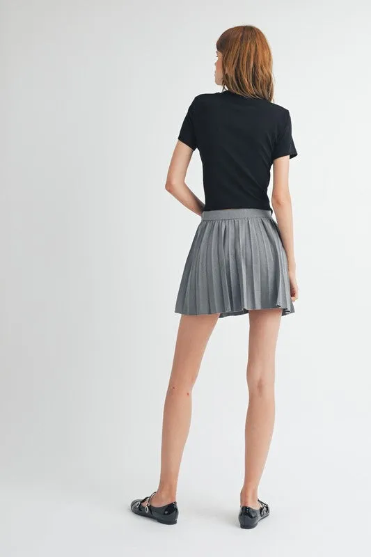 Pleated Mini Skirt - Grey