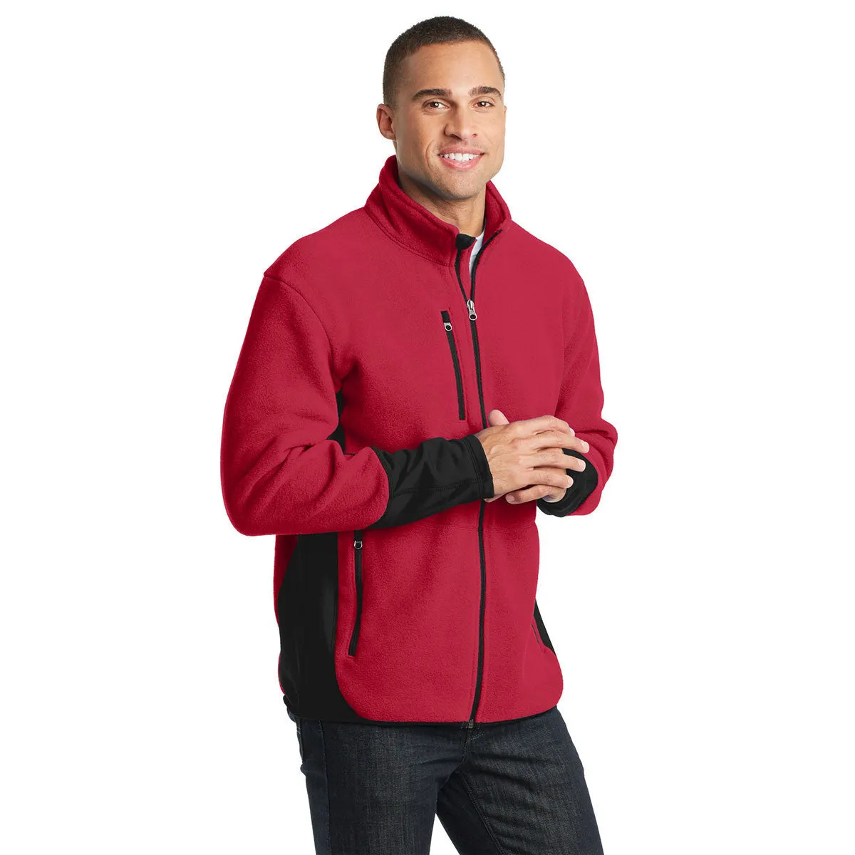 Port Authority Men's Rich Red/Black R-Tek Pro Fleece Full-Zip Jacket