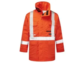 Portwest® Ultrasoft 9oz Hi-Vis Two-way Zipper FR Fleece Lined Insulated Parka Jacket - X Back - Orange - IUS515