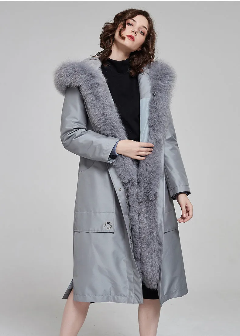 Real Fur Hooded Long Parka