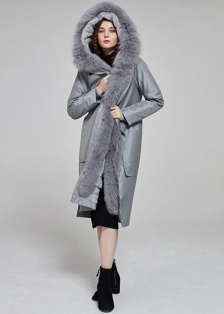 Real Fur Hooded Long Parka