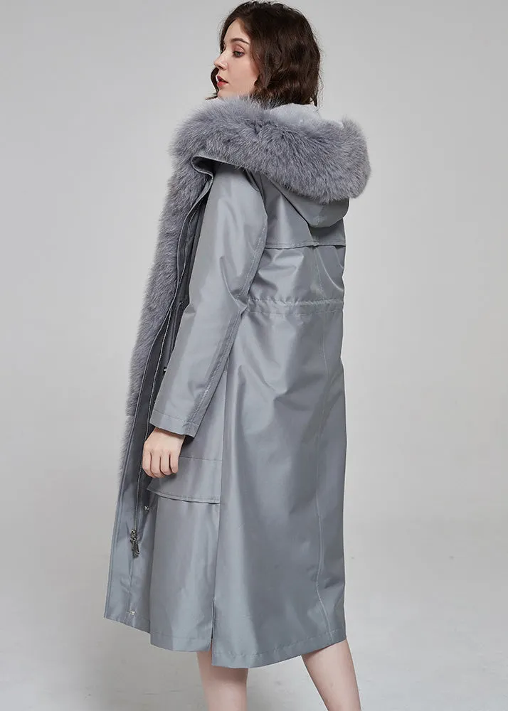 Real Fur Hooded Long Parka