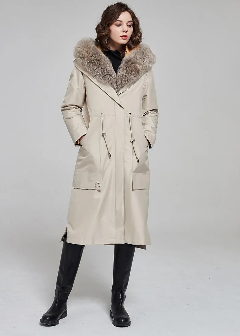 Real Fur Hooded Long Parka