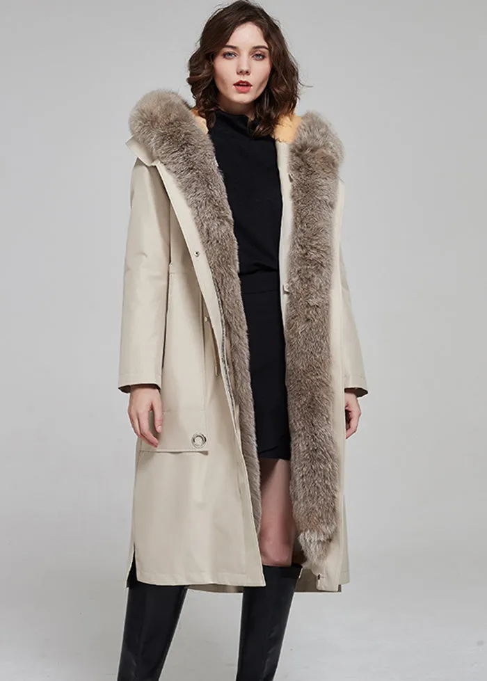 Real Fur Hooded Long Parka