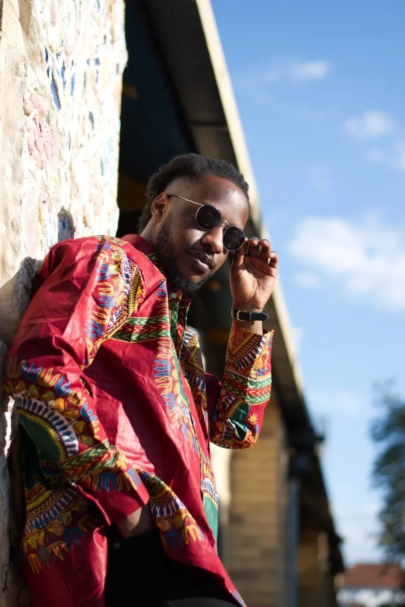 Red Dashiki Shirt Oversized