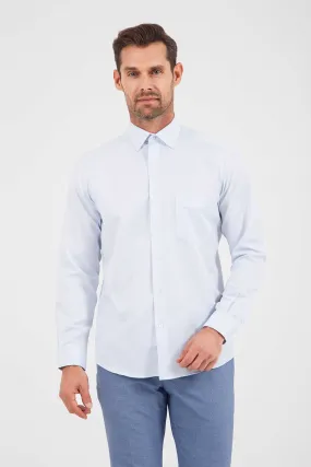 Regular Fit Long Sleeve Patterned Cotton Dress Shirt, Blue D.