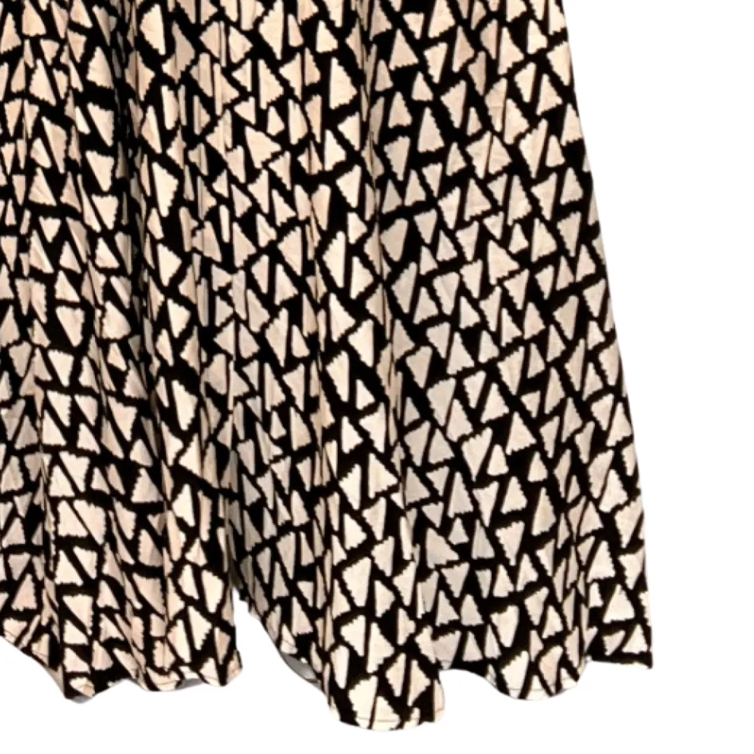 ROCKTHOSECURVES BLACK CREAM TRIANGLE PRINT A-LINE MAXI SHIRT DRESS