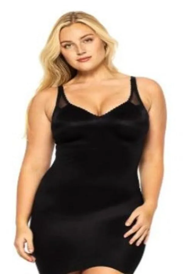 Ruby Ribbon 3041 V-Neck Sheer Slip- Black