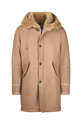 Shearling Sheepskin Parka Coat with Hood