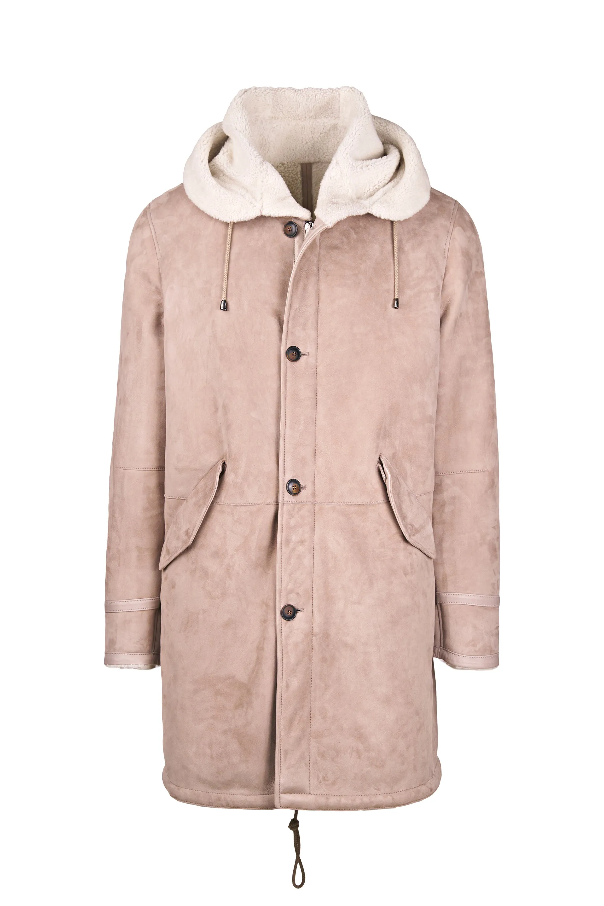 Shearling Sheepskin Parka Coat with Hood