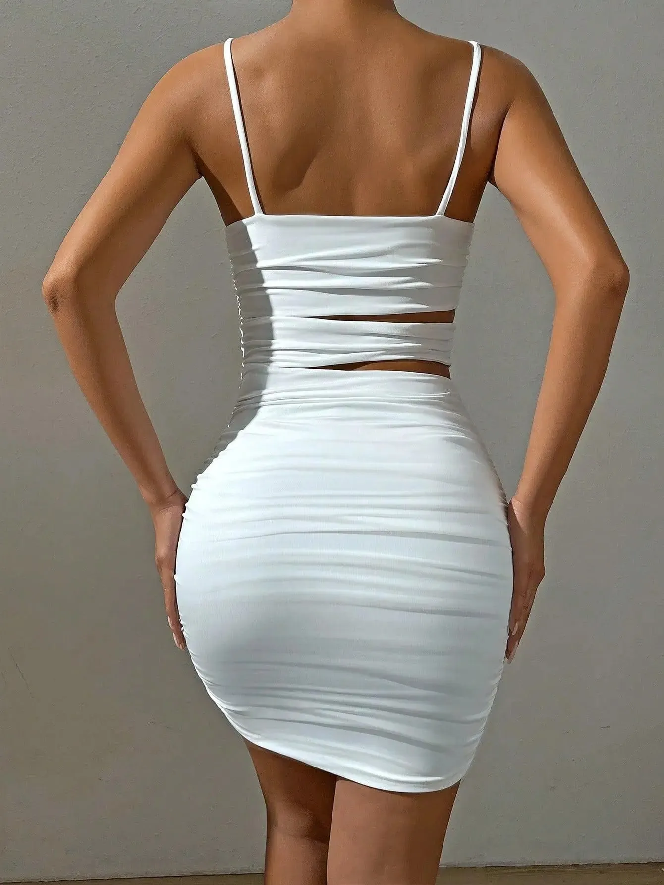 Strappy Cut Out Ruched Bodycon Dress