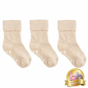 Talipes (clubfoot) Boots and Bar Socks - Non-Slip   Stay On Baby and Toddler Socks - 3 Pack in Oatmeal