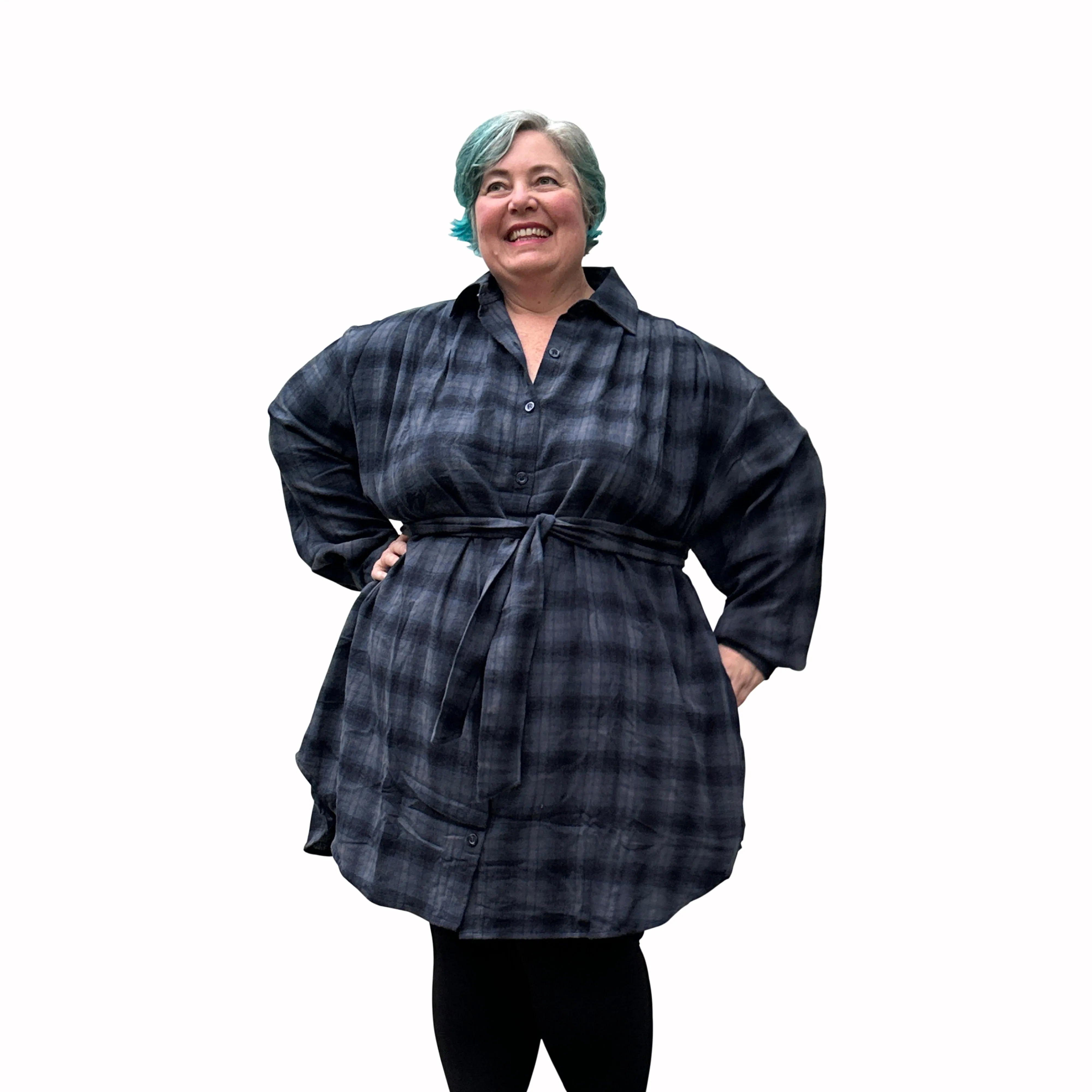 Winter Paula Shirt Dress in Navy Blue | Plus Size Shirt Dress - Made to order