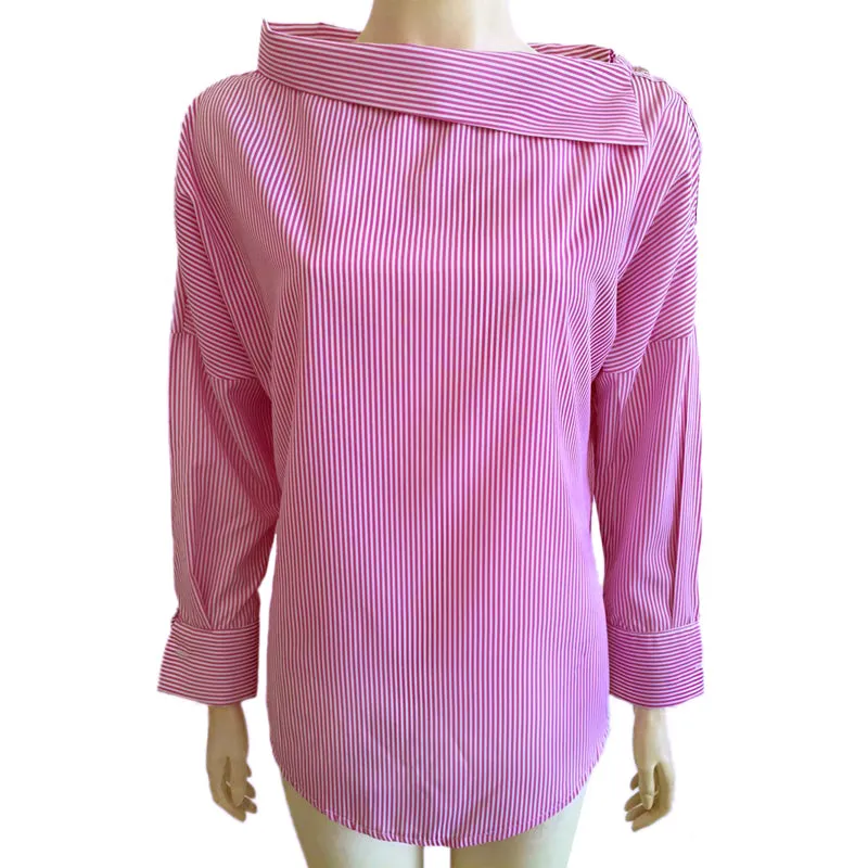 Women Striped Shirts Batwing Sleeve Tops Spring Korean Style Shirt