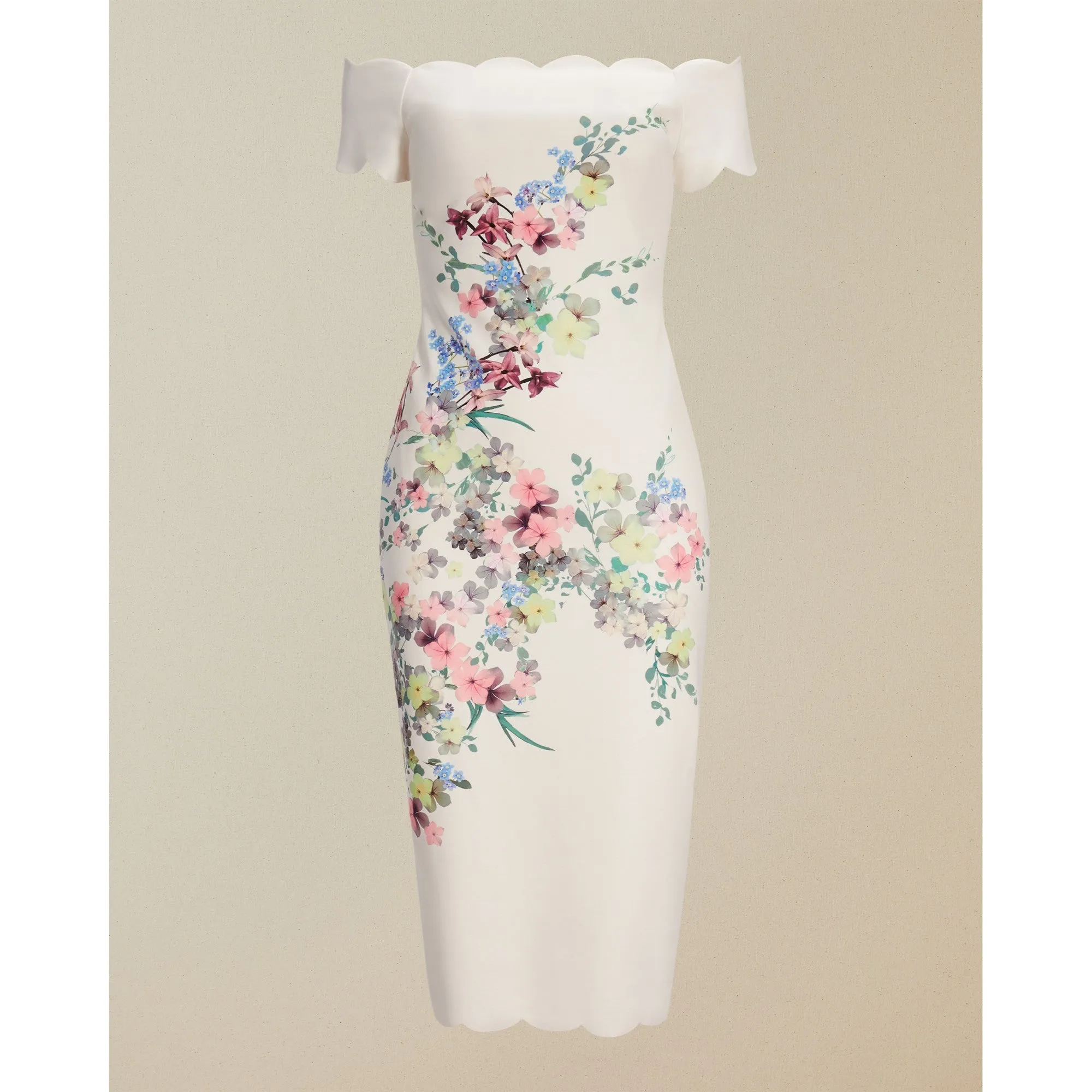 Women Trixiiy-Pergola Scallop Detail Bodycon Dress - Ivory