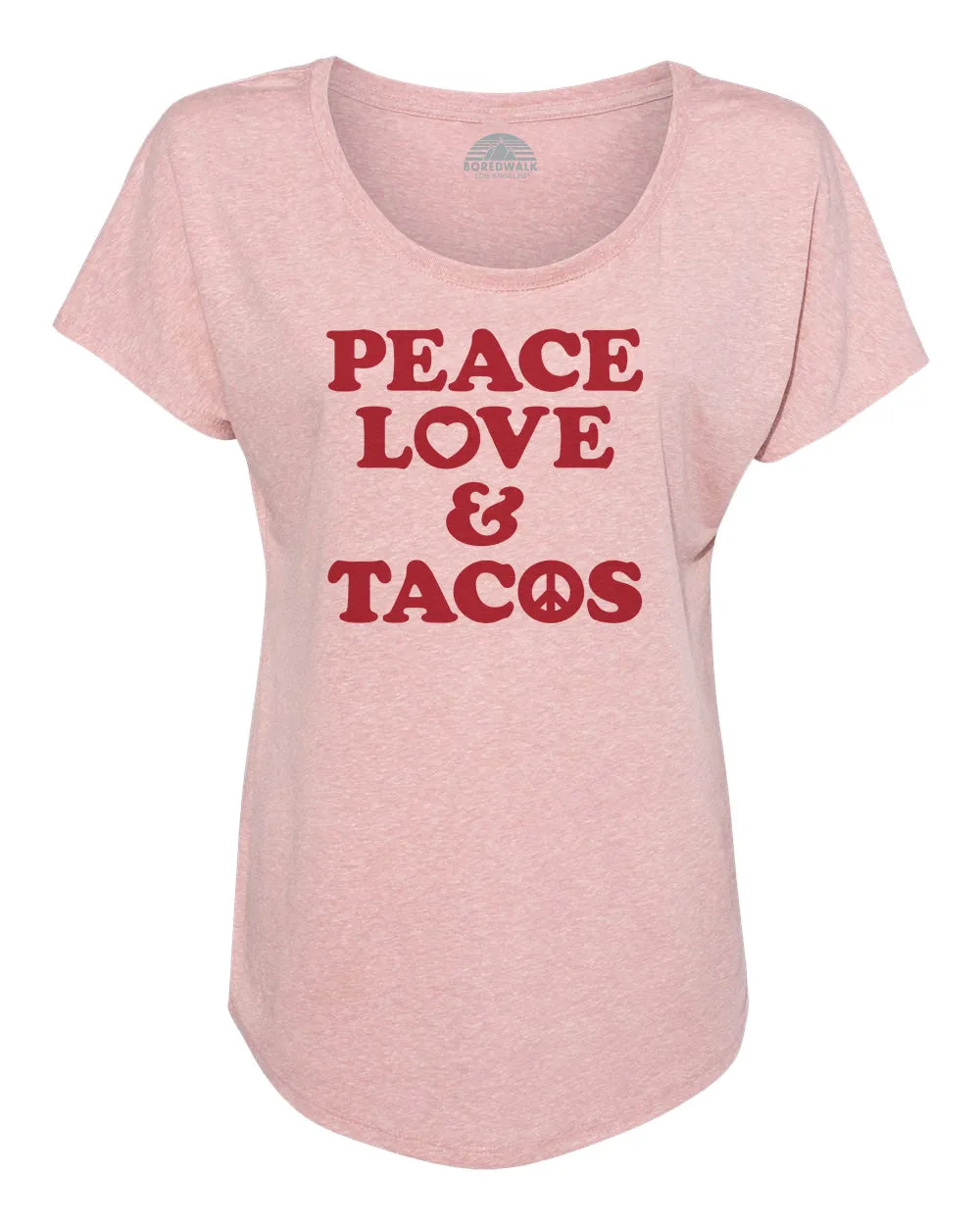 Women's Peace Love and Tacos Scoop Neck T-Shirt