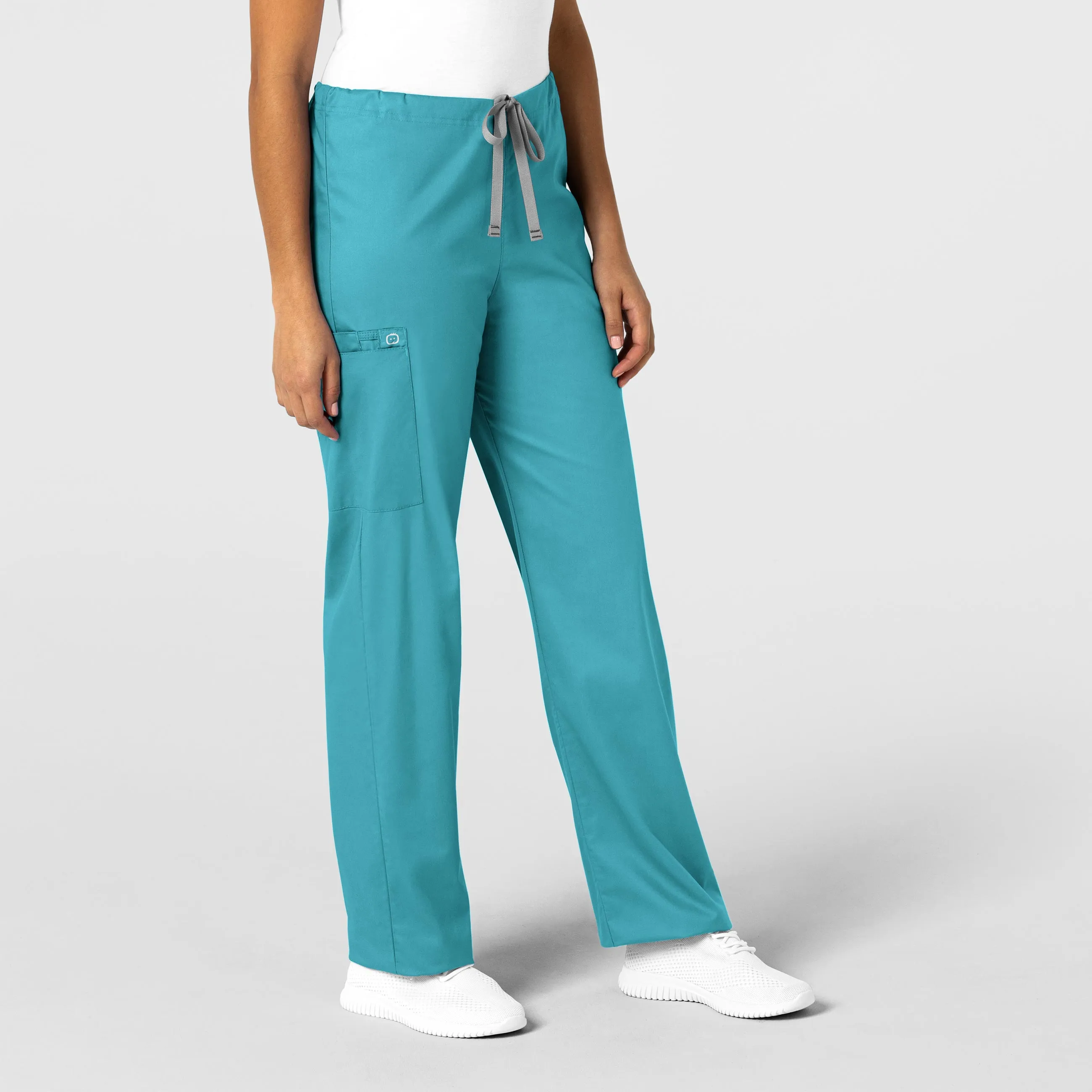 WonderWORK Unisex Drawstring Cargo Scrub Pant - Teal Blue