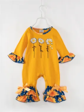 Yellow Daisy Baby Girl Ruffle Romper